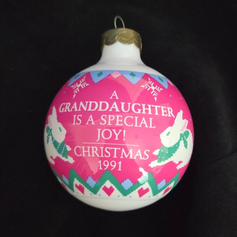 Vintage Hallmark Keepsake Ornament 1991 Granddaughter Special Joy Glass Ball Box